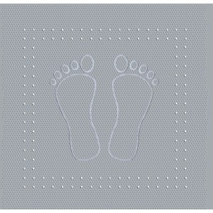 Tappetino doccia grigio Kleine Wolke Foot, 55x55cm, con design a impronta per una presa sicura nella doccia.