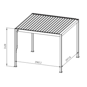 Disegno tecnico della pergola Mirador Basic antracite 3x3 m con dimensioni.