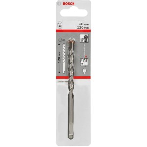 Punta di centraggio Bosch Pro per corone a tazza, lunghezza 120mm, per uso con attacchi esagonali e SDS-plus.
