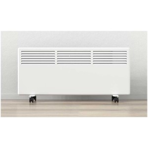 Weißer Sonnenkönig Konvektor Slim E 2000, ein elektrisches Heizgerät mit Rollen.
