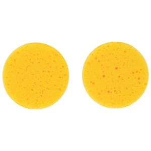 Zwei runde, gelbe Glorex Schwämme für Farbe und Strukturpaste, Ø 70 mm, Künstlerzubehör. Vielseitig einsetzbar.