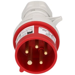 Prise CEE, 5 pôles, IP44, gris-rouge, 400 V/16 A pour raccordement d'appareil.