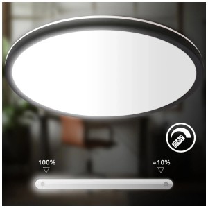 Plafonnier LED Kada noir de Briloner, rond, dimmable avec télécommande.