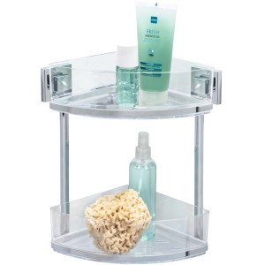 Étagère d'angle Wenko Quadro, 2 niveaux, acier inoxydable, pour ranger les accessoires de douche dans la salle de bain.