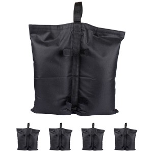 Set di 4 pesi per gazebo in tessuto Oxford nero con velcro e maniglia per il trasporto.
