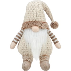 Adorable gnome en tissu dans des tons naturels comme décoration de Noël.