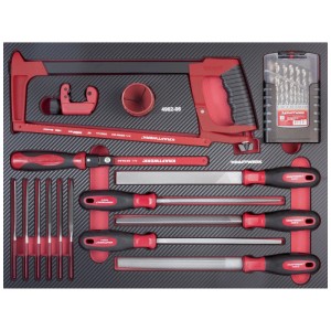 Kraftwerk Jeu d'outils 35 pièces avec limes, scie à métaux, jeu de forets en insert EVA.