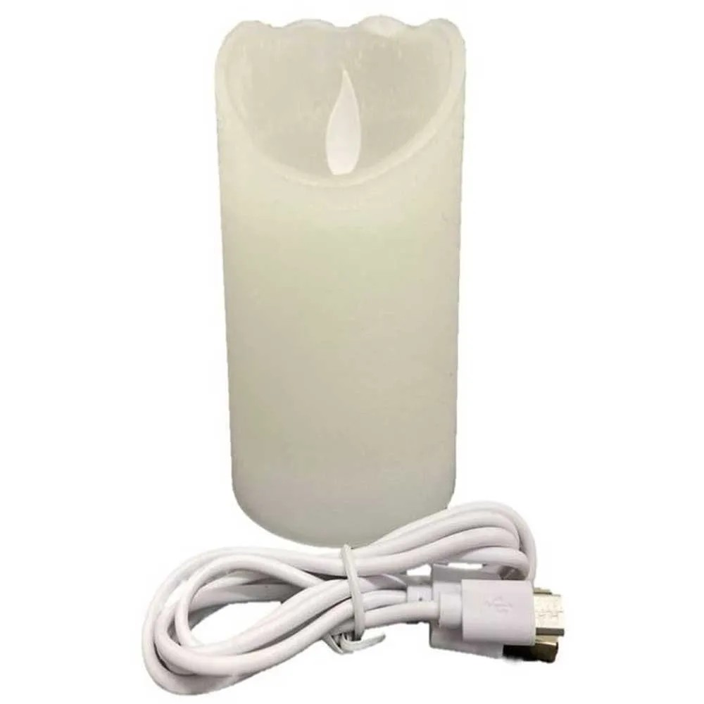 LED-Wachskerze aufladbar Weiss Ø 7,5 cm / Höhe 17,5 cm inkl. USB-Kabel kaufen bei OBI