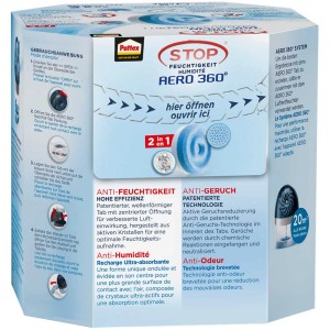 Pattex Stop Aero 360° recharge, 2 tabs pour déshumidifier et neutraliser les odeurs.