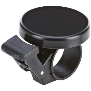 Campanello per bici Prophete nero con design piatto per maggiore sicurezza stradale.