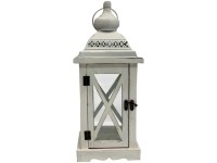 Holz-Laterne mit Metalldach Weiss Gr. S