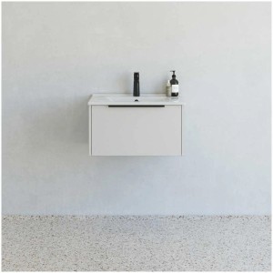 Ensemble de meubles de salle de bain Dansani NOW sable mat avec lavabo, meuble, robinet et savon.