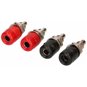Zweifarbige Bananenbuchsen für Audio & Video Kabel, rot und schwarz.