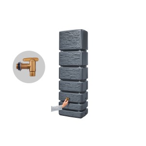 Serbatoio da parete 4rain Slim Stone Decor 350 l Graphite Grey con rubinetto e effetto pietra.