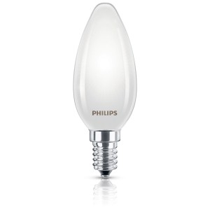 Matte Philips LED-Glühbirne in Kerzenform, E14, 40W, 2700K, ultraeffizient.