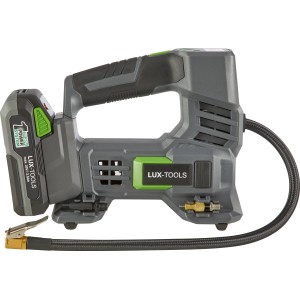 LUX Compresseur sans fil 1PowerSystem A-LP-20 Solo, compresseur gris avec batterie et tuyau.