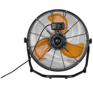 Ventilateur de sol Climatech VF-20MC, métal noir/orange, Ø 51 cm. Ventilateur robuste pour sol, atelier ou garage.