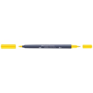Faber-Castell Goldfaber Sketch Marker Giallo Cadmio 107 con punta a pennello e fineliner.
