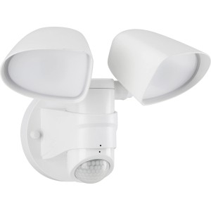 Faretto da esterno a LED Telefunken bianco con sensore di movimento, 2 luci, 1000 lumen.
