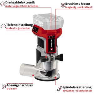 Einhell TP-ET 18 Li BL-Solo rifilatore a batteria: Fresatrice compatta per lavorazione precisa del legno.