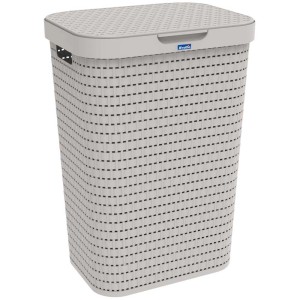 Cesto portabiancheria Rotho Country Cappuccino, 55 l, effetto rattan con coperchio.