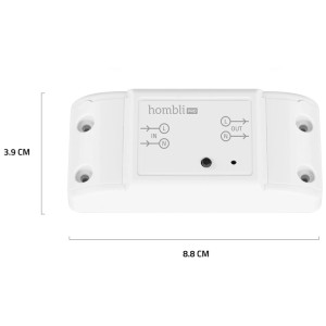 Hombli WLAN-Schaltaktor Smart Switch in Weiß, Detailansicht mit Maßangaben.