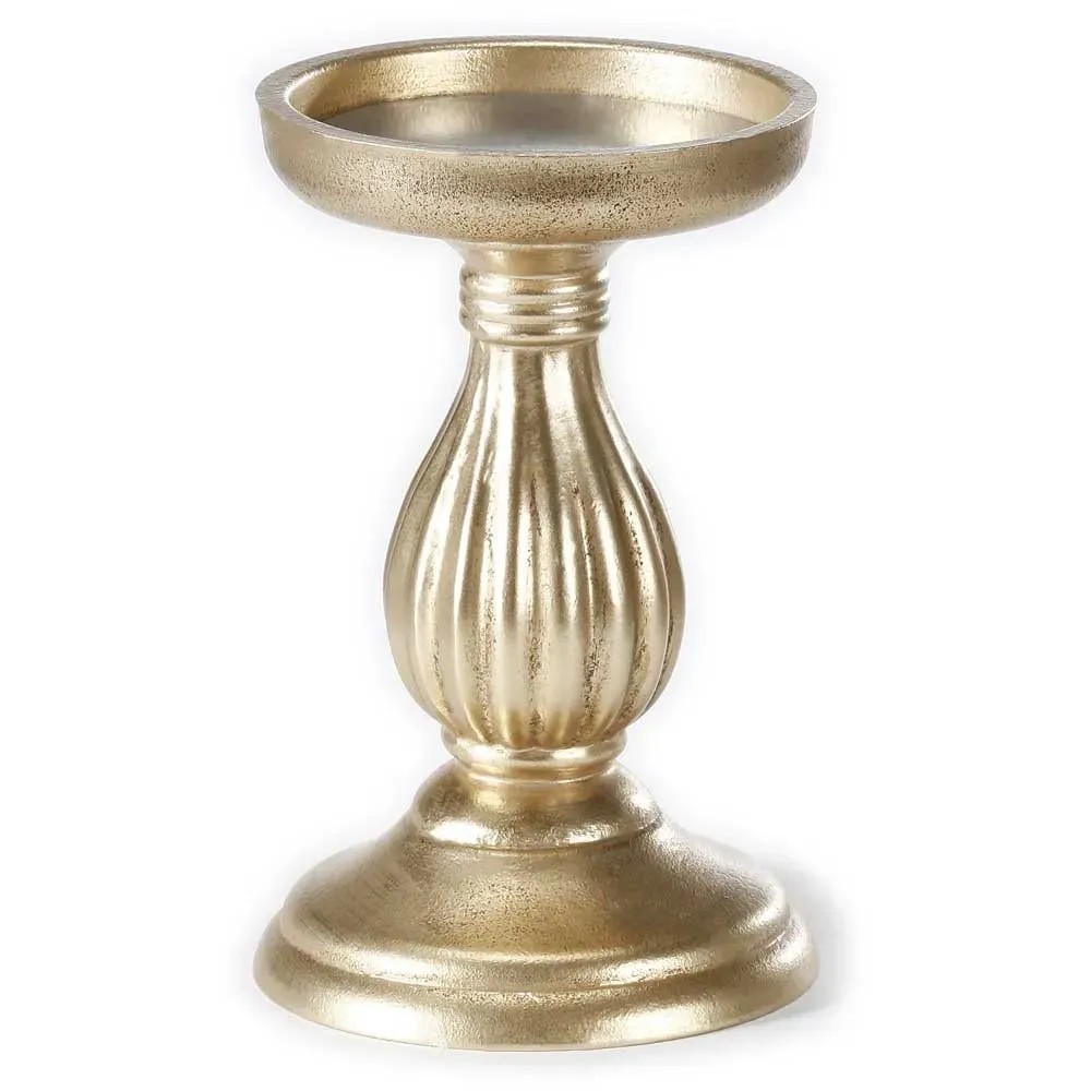 Portacandela antivento Madras Amica del seno rosa pastello/oro ferro altezza 8,5 cm