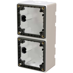 Boîtier apparent Exo blanc taille 2 x 1, horizontal et vertical, protection IP55.