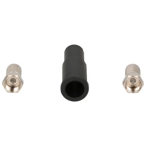Set Schwaiger di connettori F con 2 connettori F e manicotto in gomma per accessori audio.