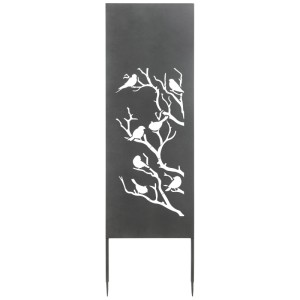 Paravent de jardin en acier Birdie Nouvel anthracite avec motif d'oiseaux.