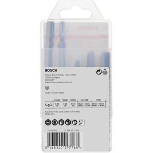 Jeu de lames de scie sauteuse Bosch, 15 pièces, pour matériaux multiples, emmanchement en T, dans un boîtier plastique.