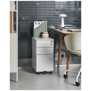 Beliani Armoire de bureau Bolsena avec roulettes gris 60 x 30 x 45 cm