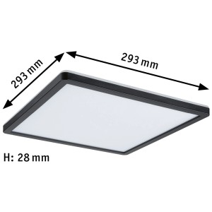 Panneau LED carré Paulmann Atria Shine avec rétroéclairage, noir, 293x293 mm. Aspect subtilement flottant.