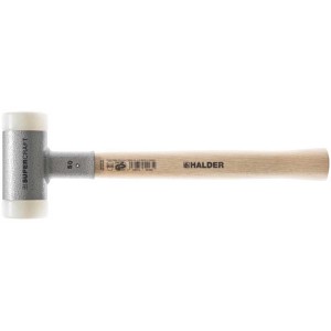 Halder Supercraft, martello anti-rimbalzo Ø 40 mm con manico in hickory e inserti bianchi.