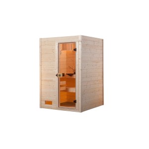 Sauna en bois massif Weka en épicéa, 139x139cm, avec porte en verre. Sauna sans poêle.