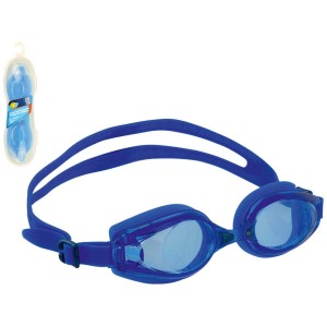 Lunettes de natation bleues Happy People pour jeunes avec sangle en silicone et verres en polycarbonate.