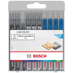 Set di lame per seghetto alternativo Bosch Basic Wood and Metal, 10 pezzi, per seghetti alternativi. Ideale per lavori su legno e metallo.