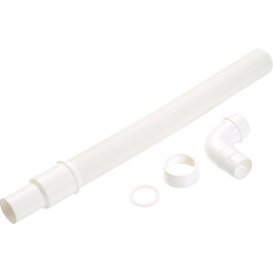 Tuyau de rallonge de siphon flexible, blanc, avec accessoires pour l'installation d'évier.
