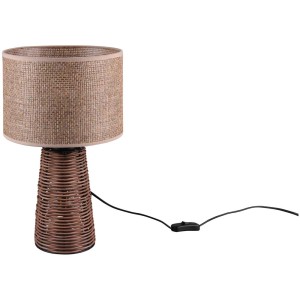 Lampada da tavolo Straw, intreccio di paglia marrone, E27, per un'illuminazione accogliente.