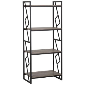 Étagère Beliani Forres: 4 étagères marron aspect bois avec cadre métallique noir style industriel.