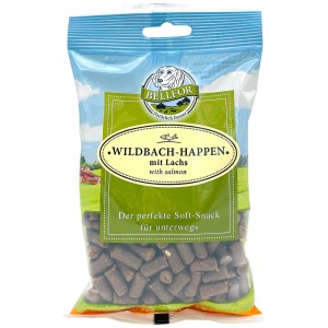 Bellfor Wildbach-Happen con Salmone, confezione da 200g di snack per cani.