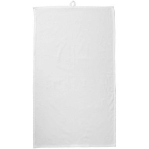 Torchon de cuisine blanc en coton (50x85 cm) avec boucle de suspension.