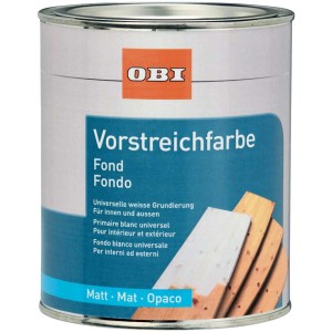 Dose OBI Vorstreichfarbe, matt, weiß, 375 ml, für Innen- und Außenbereich.