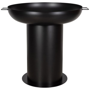 Brasero Nouvel Elegante noir en acier, Ø 75 cm, avec poignées pour jardin et terrasse.