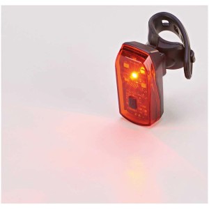 Feu arrière de vélo à LED Prophete avec feu stop et support en silicone.
