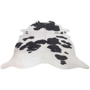 Tappeto in ecopelliccia Amarillo bianco e nero, imitazione pelle bovina, 125x155 cm, ideale come passatoia.