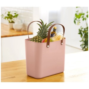 Rotho Multibag Albula Style Linea rosa 25 l pieno di alimentari.