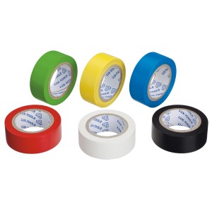 Lot de rubans isolants avec 6 rouleaux colorés (jaune, rouge, bleu, vert, noir, blanc), chacun de 4,5 m x 15 mm.