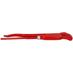 Clé serre-tube coudée rouge, longueur 430 mm, pour travaux de plomberie. Clé réglable en acier chrome vanadium.