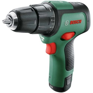 Trapano avvitatore a percussione a batteria Bosch EasyImpact 12, verde/nero, con 2 batterie.